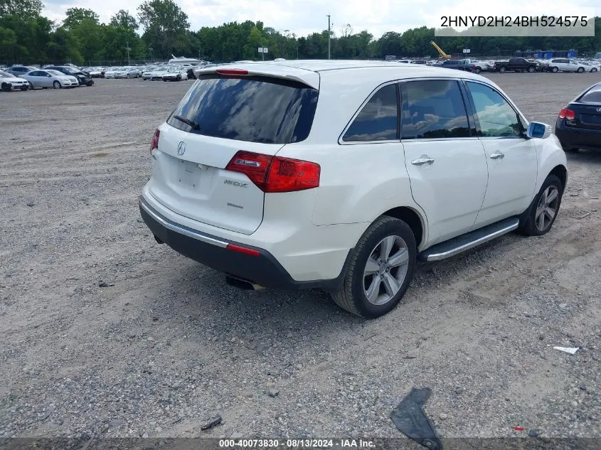 2011 Acura Mdx VIN: 2HNYD2H24BH524575 Lot: 40073830