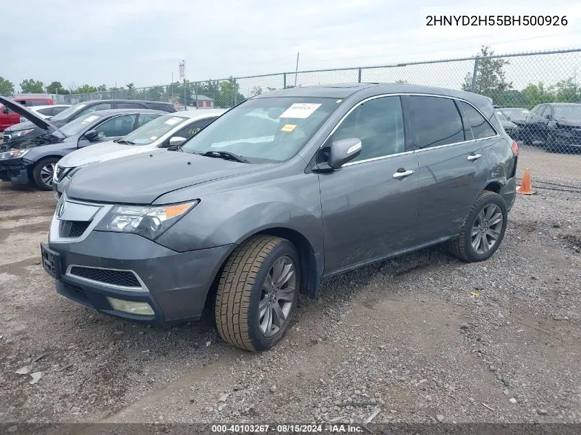 2011 Acura Mdx Advance Package VIN: 2HNYD2H55BH500926 Lot: 40103267