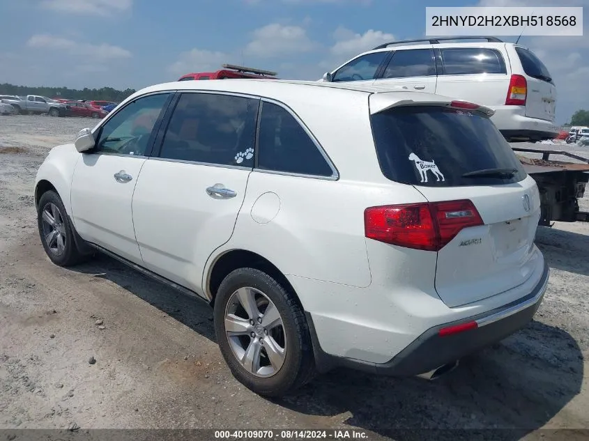 2011 Acura Mdx VIN: 2HNYD2H2XBH518568 Lot: 40109070