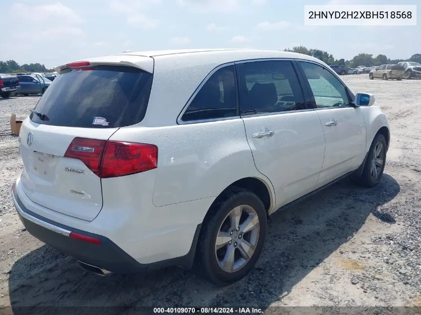 2011 Acura Mdx VIN: 2HNYD2H2XBH518568 Lot: 40109070