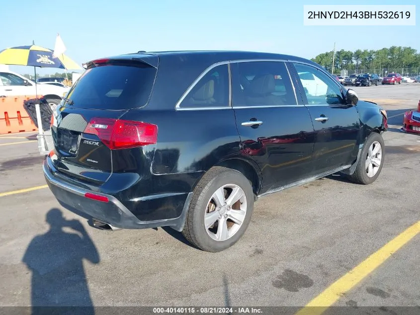 2011 Acura Mdx Technology VIN: 2HNYD2H43BH532619 Lot: 40140115