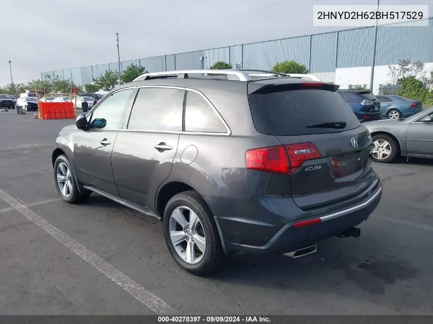 2011 Acura Mdx Technology Package VIN: 2HNYD2H62BH517529 Lot: 40278397