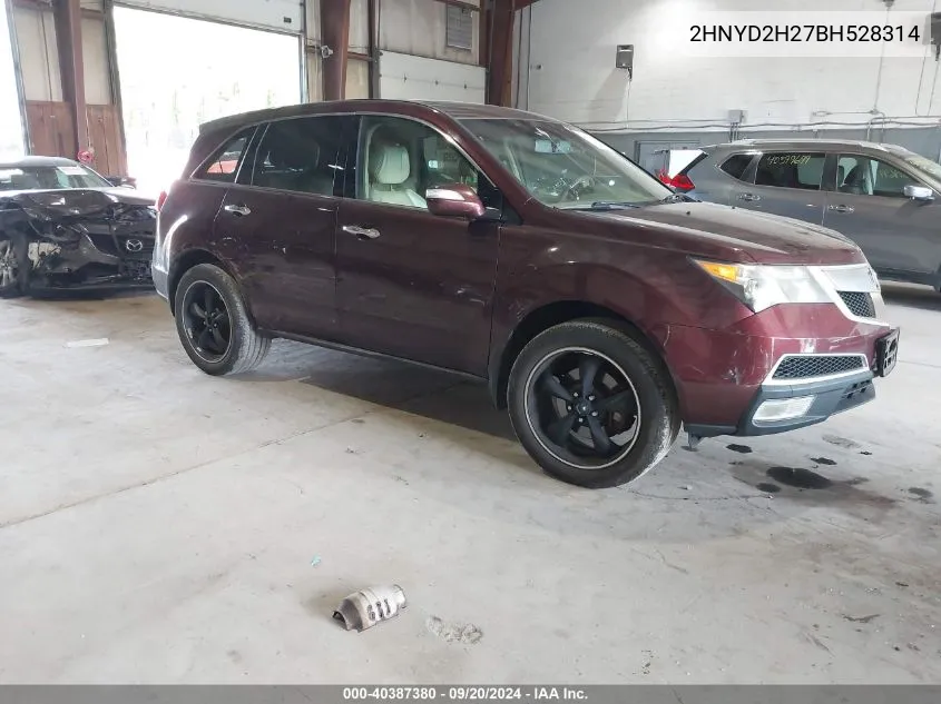 2011 Acura Mdx VIN: 2HNYD2H27BH528314 Lot: 40387380