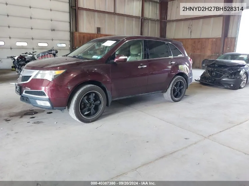 2011 Acura Mdx VIN: 2HNYD2H27BH528314 Lot: 40387380