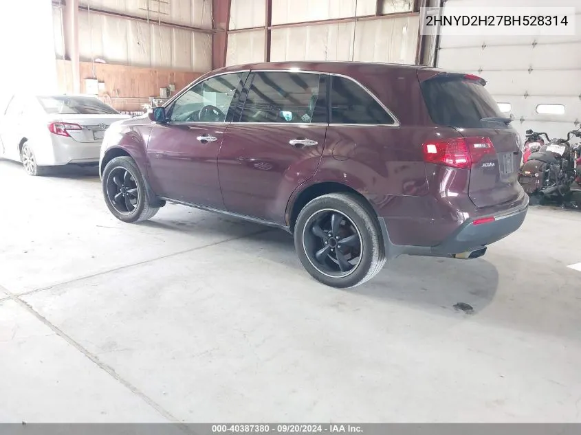 2011 Acura Mdx VIN: 2HNYD2H27BH528314 Lot: 40387380