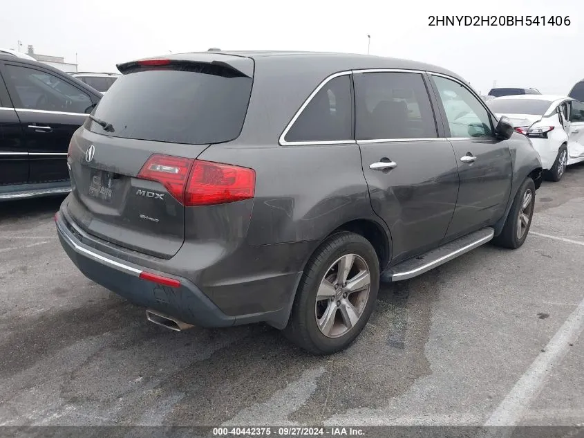 2011 Acura Mdx VIN: 2HNYD2H20BH541406 Lot: 40442375