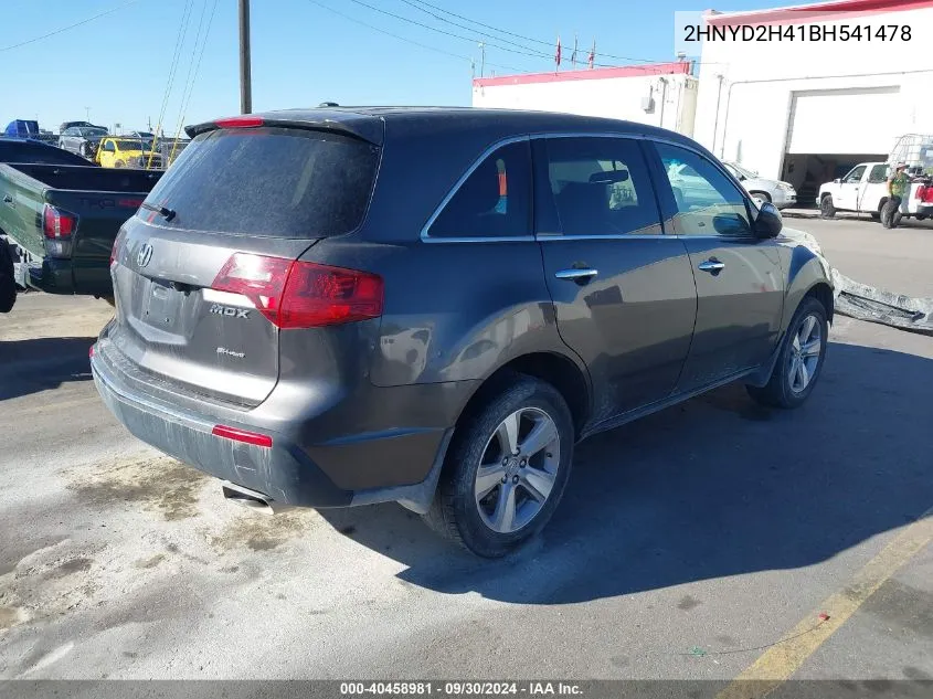 2011 Acura Mdx Technology Package VIN: 2HNYD2H41BH541478 Lot: 40458981