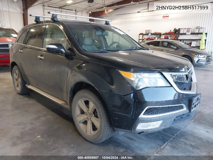 2011 Acura Mdx VIN: 2HNYD2H25BH517599 Lot: 40508907