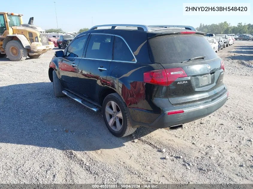 2011 Acura Mdx Technology Package VIN: 2HNYD2H63BH548420 Lot: 40521081