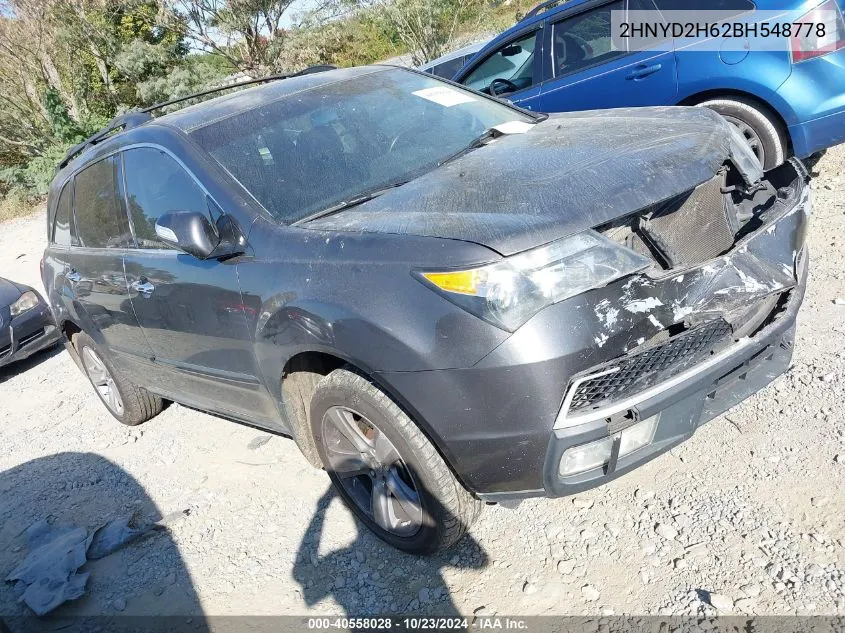 2011 Acura Mdx Technology Package VIN: 2HNYD2H62BH548778 Lot: 40558028