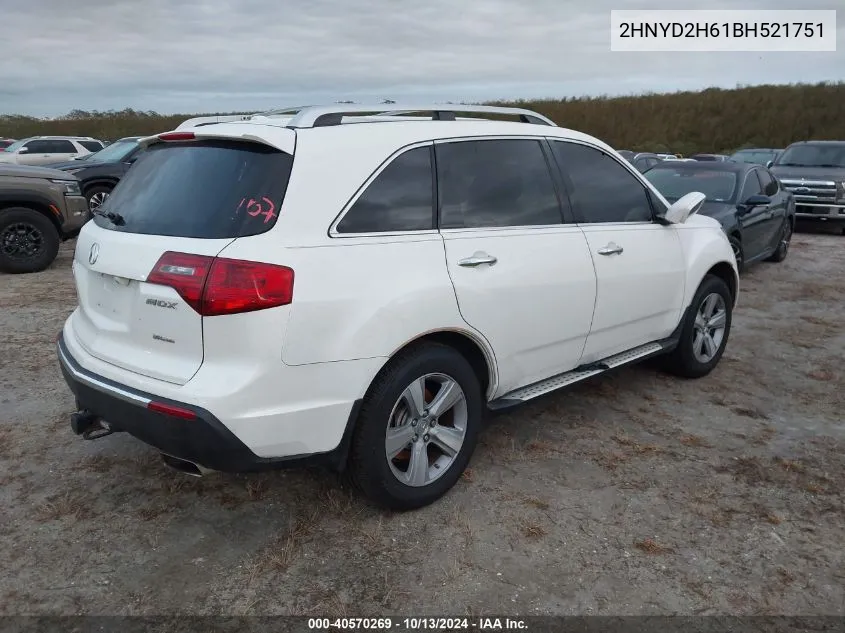 2011 Acura Mdx Technology Package VIN: 2HNYD2H61BH521751 Lot: 40570269