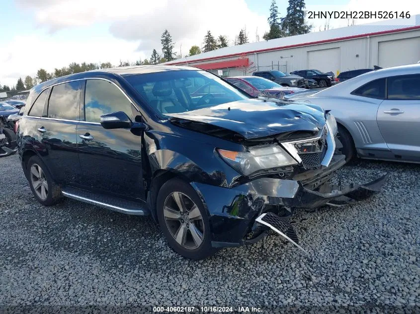 2011 Acura Mdx VIN: 2HNYD2H22BH526146 Lot: 40602187