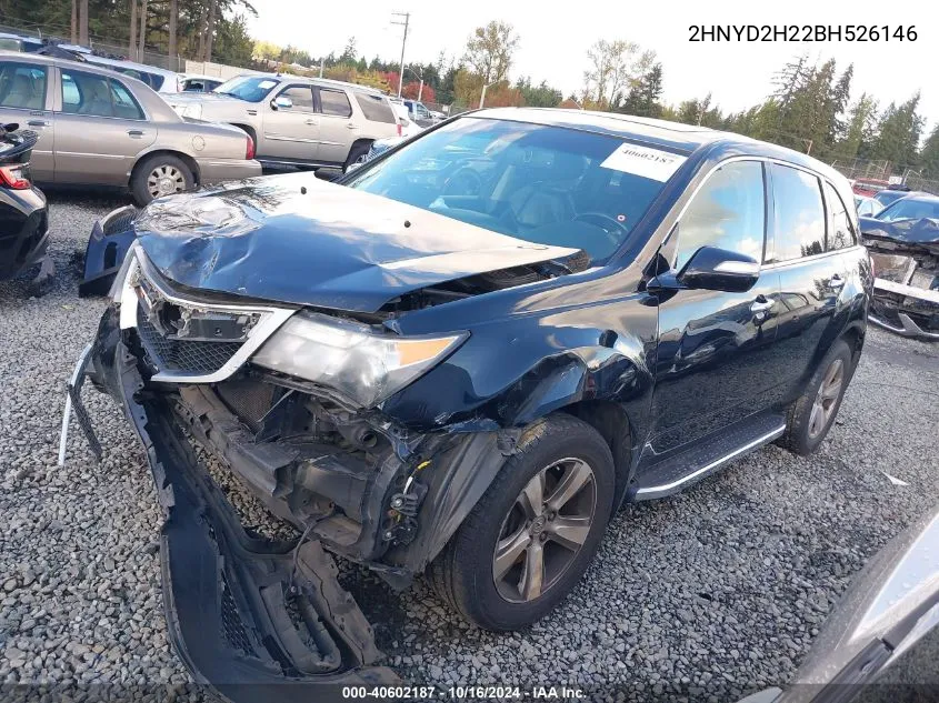 2011 Acura Mdx VIN: 2HNYD2H22BH526146 Lot: 40602187