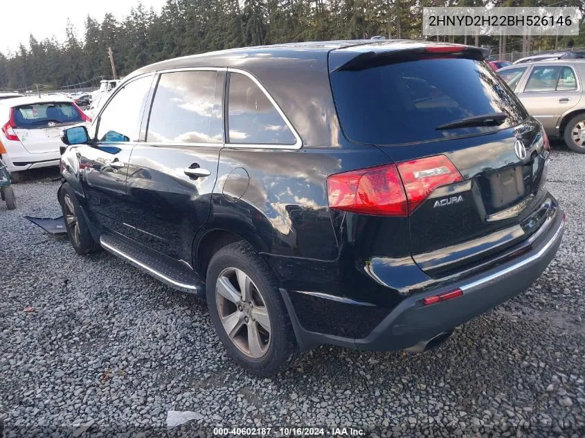 2011 Acura Mdx VIN: 2HNYD2H22BH526146 Lot: 40602187