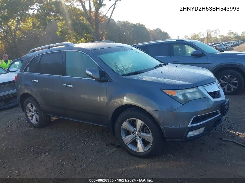 2011 Acura Mdx Technology Package VIN: 2HNYD2H63BH543993 Lot: 40626935