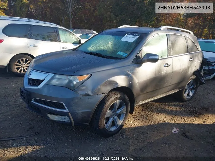 2011 Acura Mdx Technology Package VIN: 2HNYD2H63BH543993 Lot: 40626935