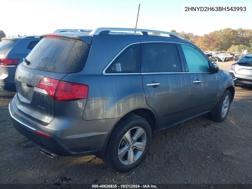 2011 Acura Mdx Technology Package VIN: 2HNYD2H63BH543993 Lot: 40626935