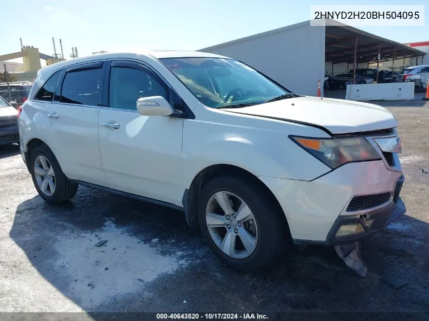 2011 Acura Mdx VIN: 2HNYD2H20BH504095 Lot: 40643520