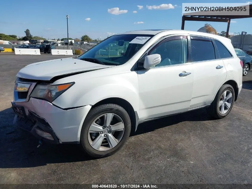 2011 Acura Mdx VIN: 2HNYD2H20BH504095 Lot: 40643520