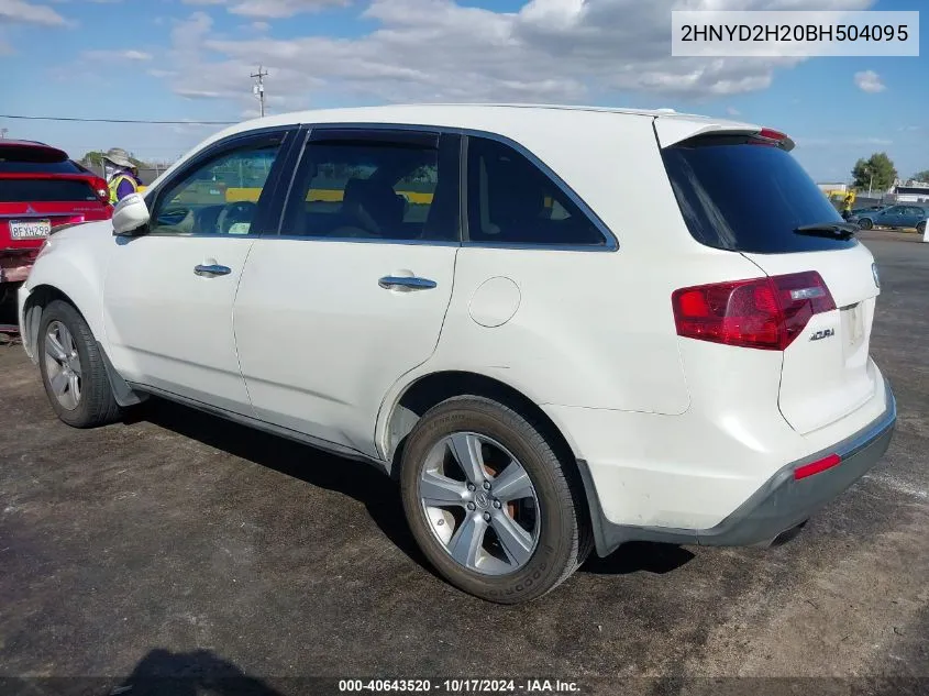 2011 Acura Mdx VIN: 2HNYD2H20BH504095 Lot: 40643520