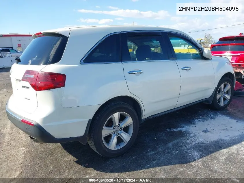 2011 Acura Mdx VIN: 2HNYD2H20BH504095 Lot: 40643520