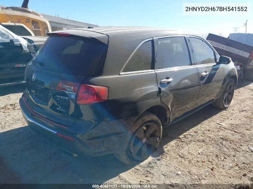 2011 Acura Mdx Technology VIN: 2HNYD2H67BH541552 Lot: 40681177