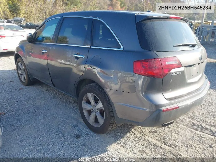 2011 Acura Mdx VIN: 2HNYD2H26BH545234 Lot: 40714826