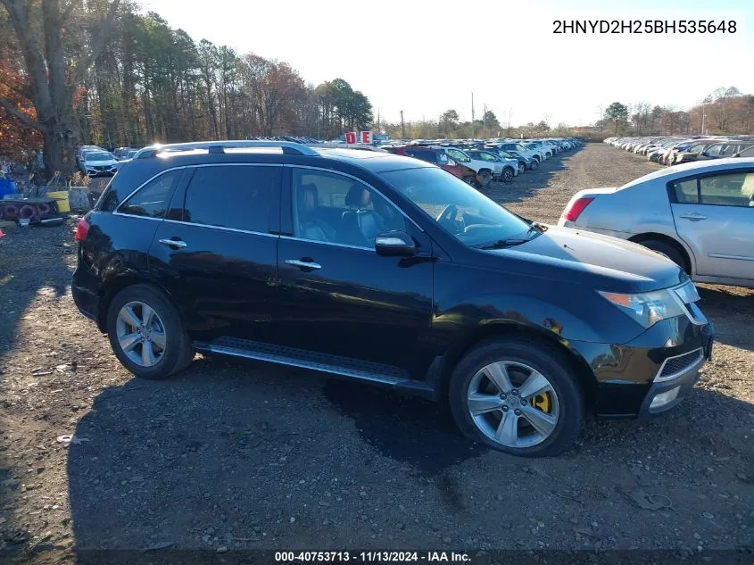 2011 Acura Mdx VIN: 2HNYD2H25BH535648 Lot: 40753713