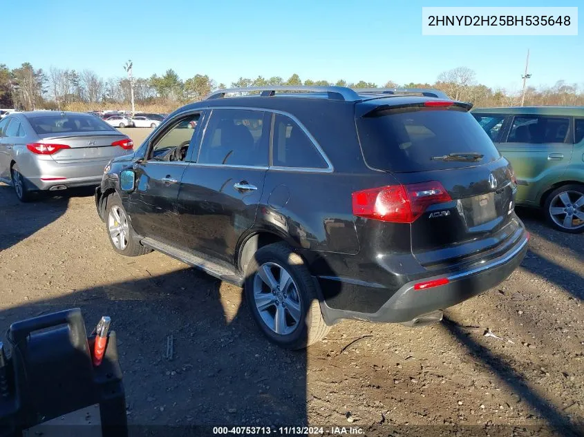 2011 Acura Mdx VIN: 2HNYD2H25BH535648 Lot: 40753713