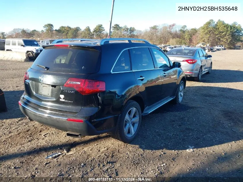 2011 Acura Mdx VIN: 2HNYD2H25BH535648 Lot: 40753713