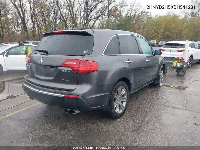 2011 Acura Mdx Advance Package VIN: 2HNYD2H5XBH541231 Lot: 40776129