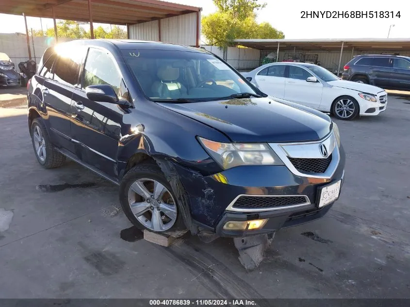 2011 Acura Mdx Technology Package VIN: 2HNYD2H68BH518314 Lot: 40786839