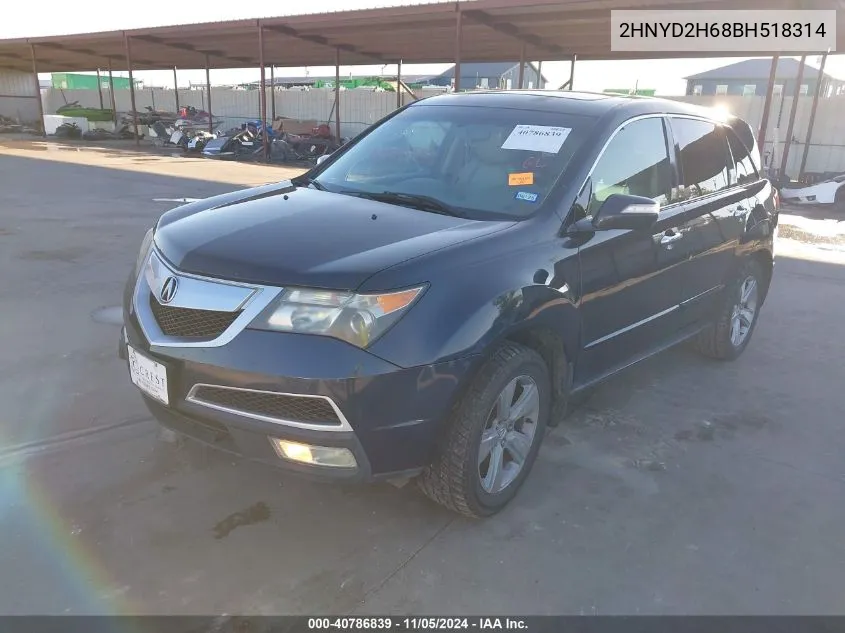 2011 Acura Mdx Technology Package VIN: 2HNYD2H68BH518314 Lot: 40786839