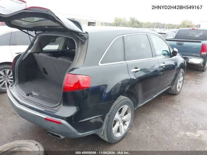 2011 Acura Mdx Technology Package VIN: 2HNYD2H42BH549167 Lot: 40806009