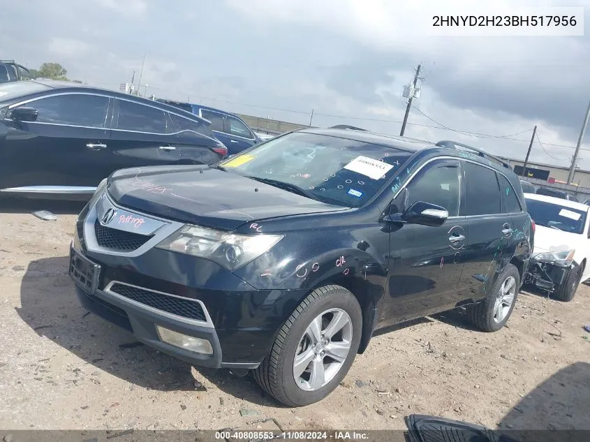 2011 Acura Mdx VIN: 2HNYD2H23BH517956 Lot: 40808553