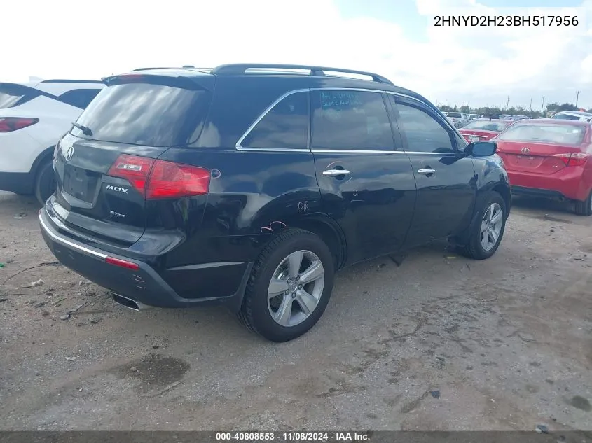 2011 Acura Mdx VIN: 2HNYD2H23BH517956 Lot: 40808553