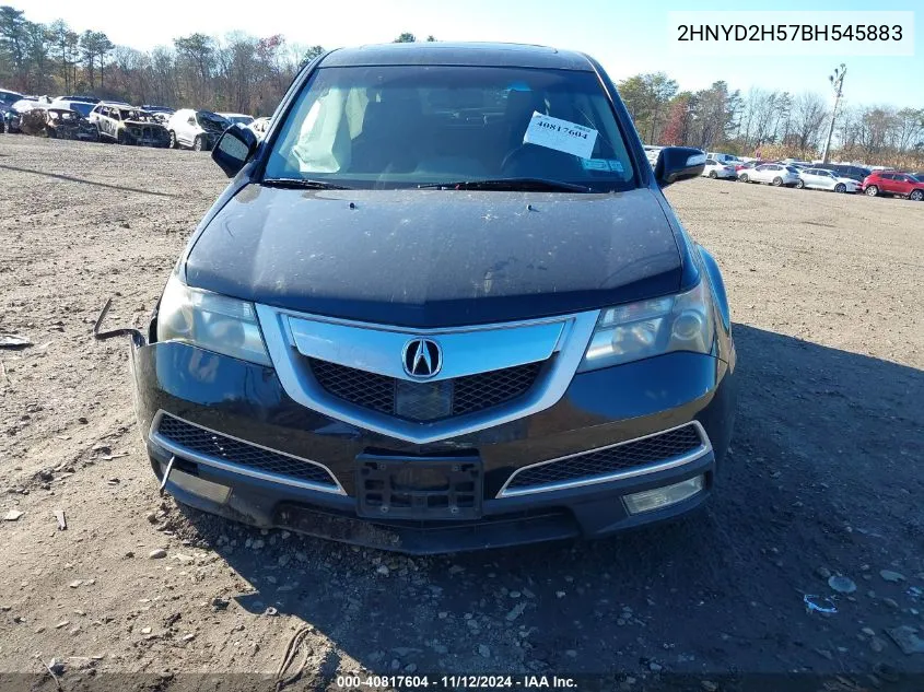 2011 Acura Mdx Advance Package VIN: 2HNYD2H57BH545883 Lot: 40817604