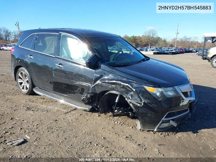 2011 Acura Mdx Advance Package VIN: 2HNYD2H57BH545883 Lot: 40817604