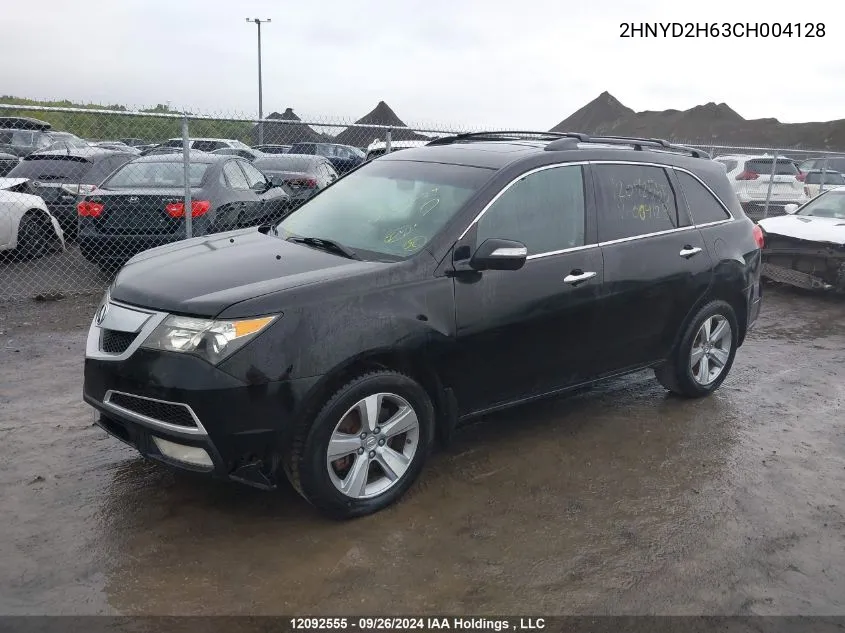 2012 Acura Mdx VIN: 2HNYD2H63CH004128 Lot: 12092555