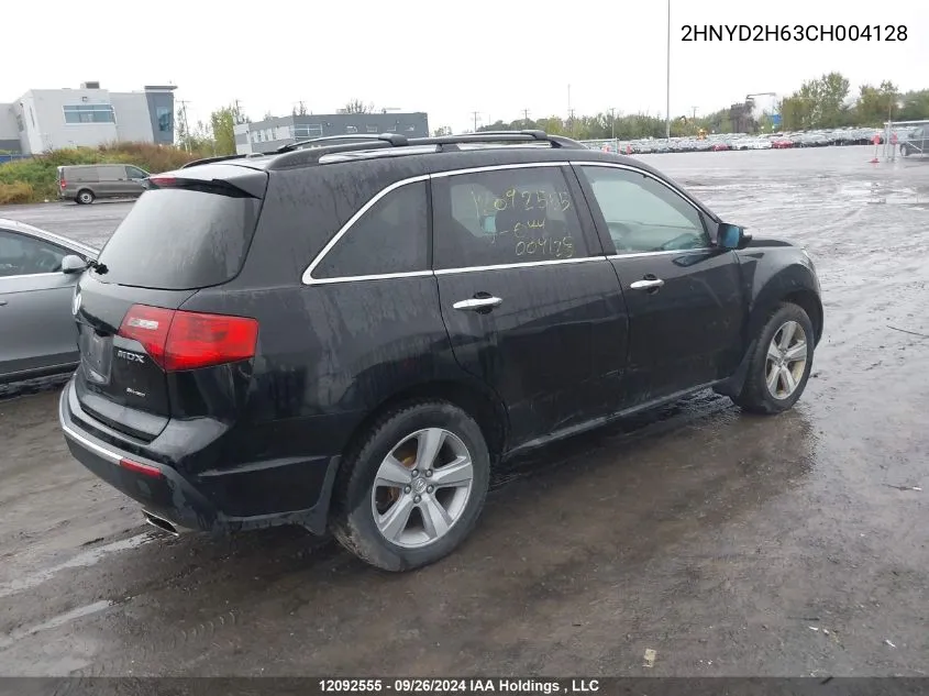 2012 Acura Mdx VIN: 2HNYD2H63CH004128 Lot: 12092555