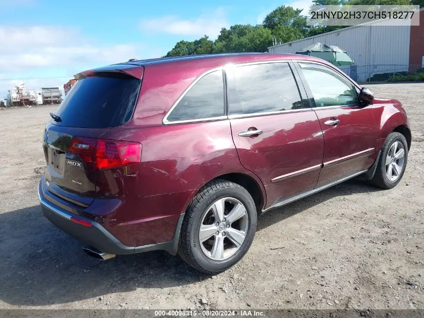 2012 Acura Mdx Technology Package VIN: 2HNYD2H37CH518277 Lot: 40098315