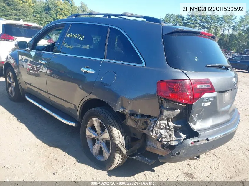 2012 Acura Mdx VIN: 2HNYD2H20CH539592 Lot: 40242720