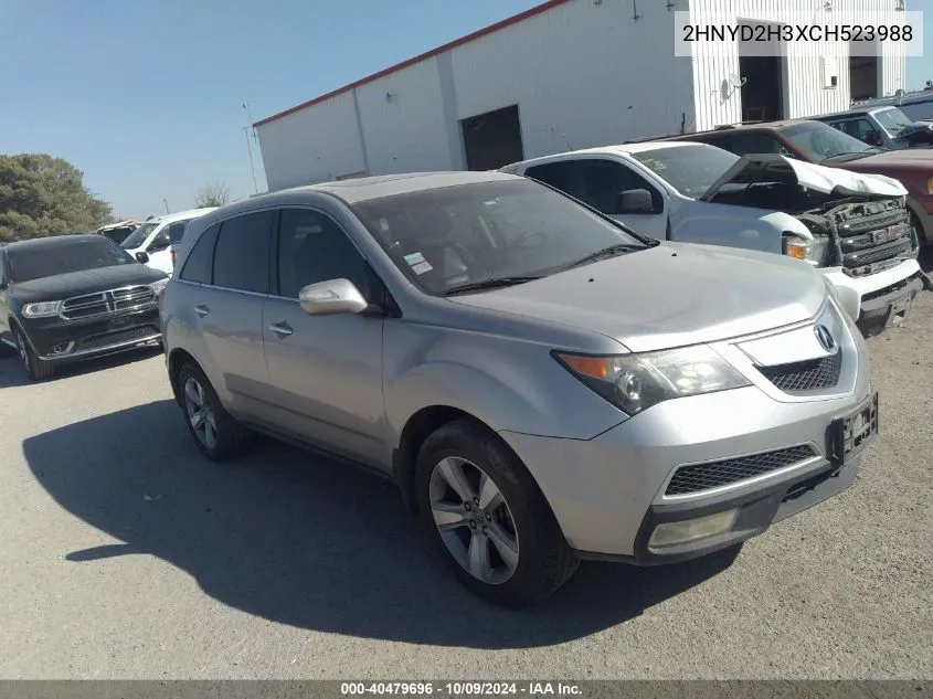 2012 Acura Mdx Technology Package VIN: 2HNYD2H3XCH523988 Lot: 40479696