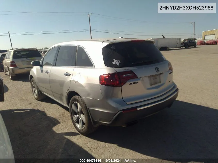 2012 Acura Mdx Technology Package VIN: 2HNYD2H3XCH523988 Lot: 40479696