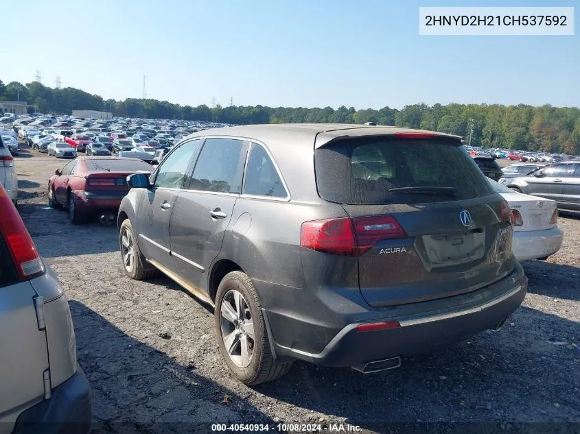 2012 Acura Mdx VIN: 2HNYD2H21CH537592 Lot: 40540934