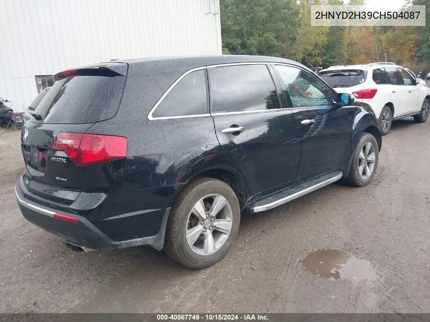 2012 Acura Mdx Technology Package VIN: 2HNYD2H39CH504087 Lot: 40567749