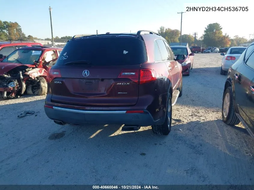 2012 Acura Mdx Technology Package VIN: 2HNYD2H34CH536705 Lot: 40660046