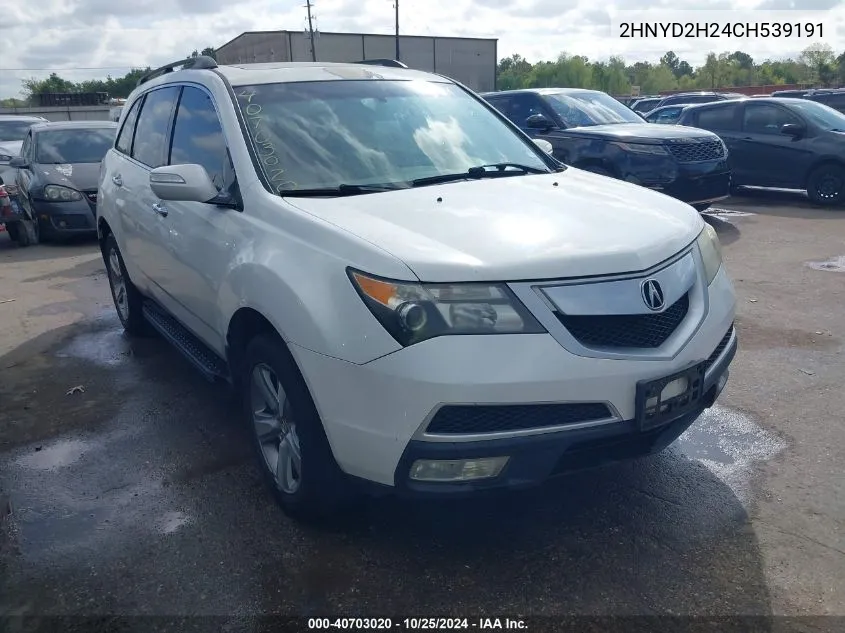 2012 Acura Mdx VIN: 2HNYD2H24CH539191 Lot: 40703020