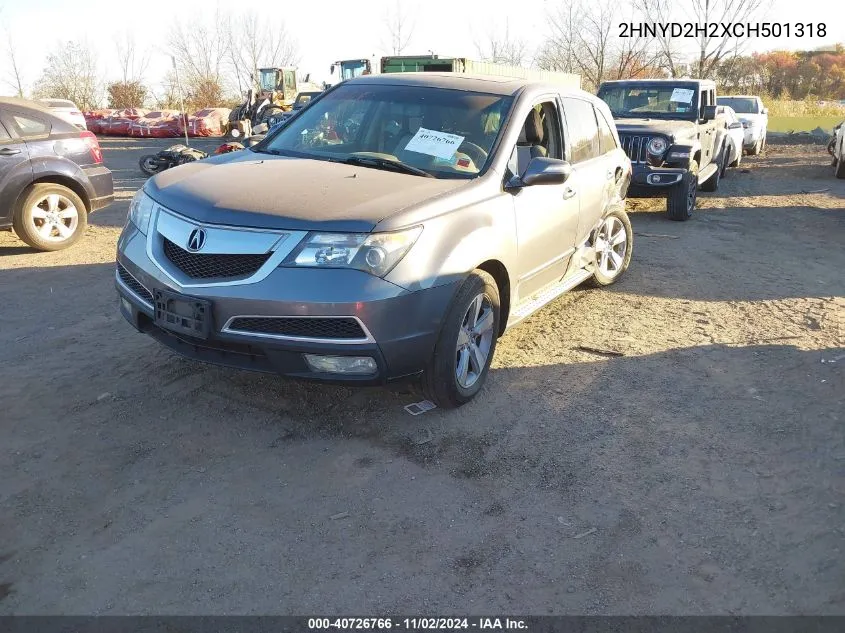 2012 Acura Mdx VIN: 2HNYD2H2XCH501318 Lot: 40726766