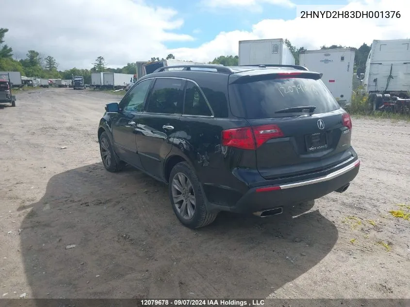 2013 Acura Mdx VIN: 2HNYD2H83DH001376 Lot: 12079678